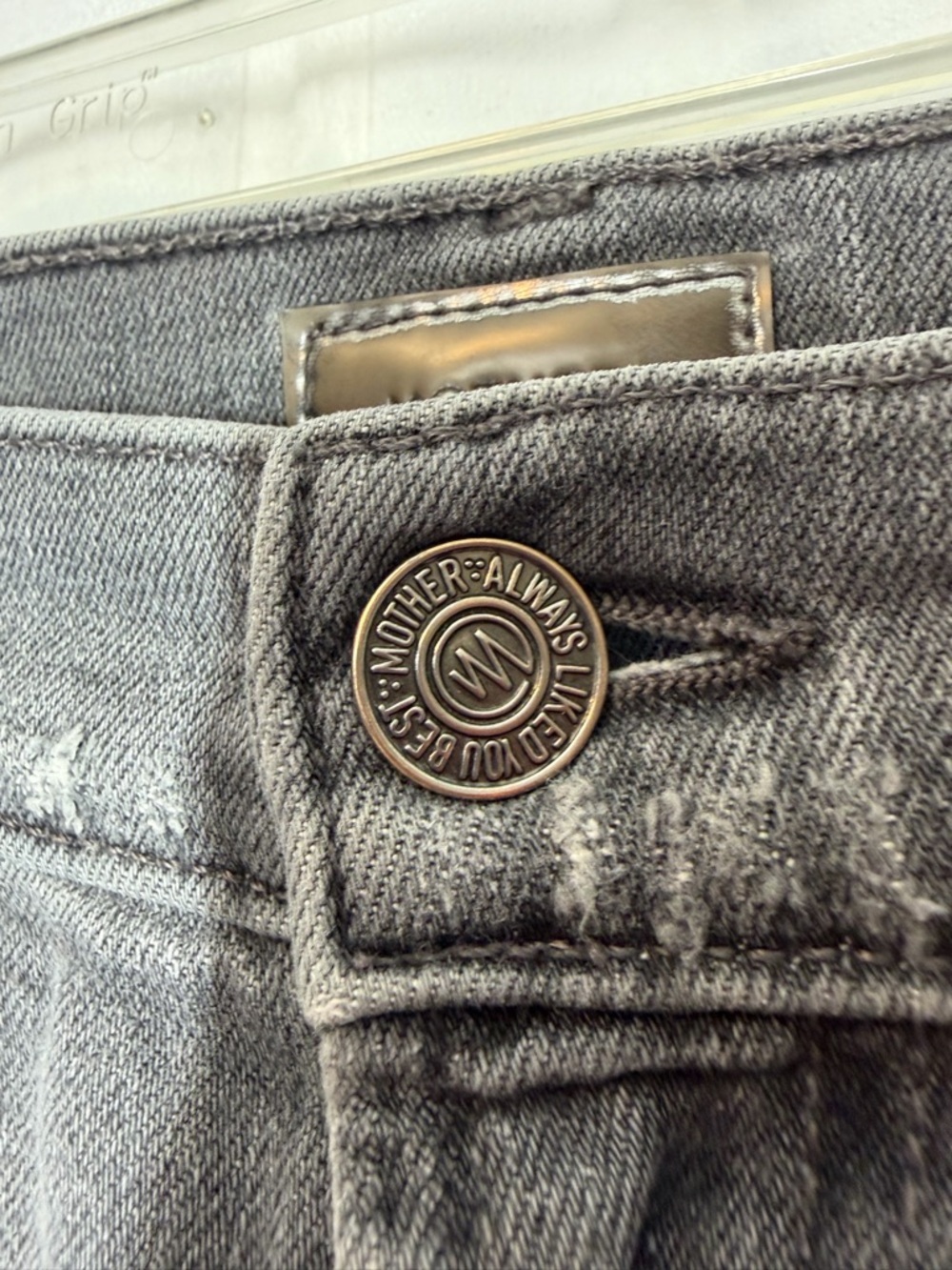 MOTHER The Insider Crop Fray Gray To the Moon Sz 29 Distressed Frayed Grunge Y2K - Picture 7 of 16